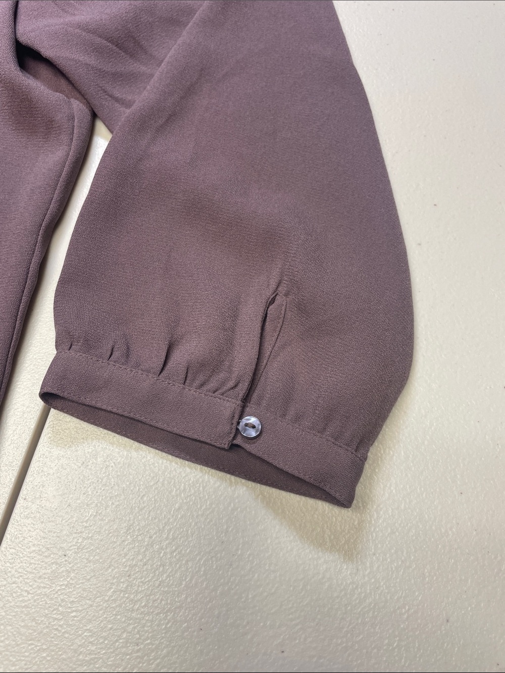 Maurices Mauve Lace Yoke V-Neck Blouse - Picture 3 of 5